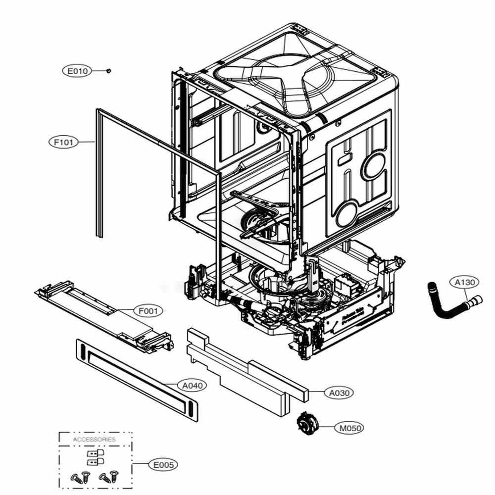 Main Diagram and Parts List for LDP6809BM ABMESNA LG Dishwasher