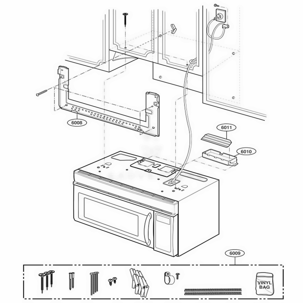 Installation Parts Diagram and Parts List for AMV6177AAW AWHEAMA LG Range