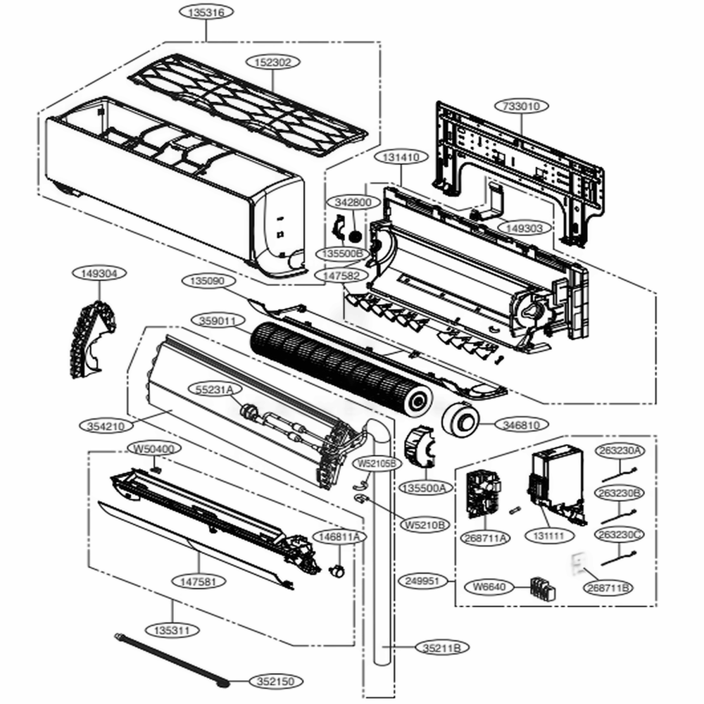 Sb Chassis Diagram and Parts List for ARNU153SJR4 ANCBLUS LG Air Conditioner