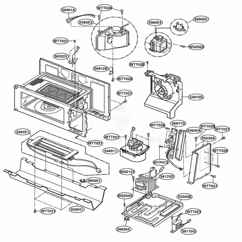 Interior Part 1 Diagram and Parts List for SCA2000BCC ABSEGEU LG Range