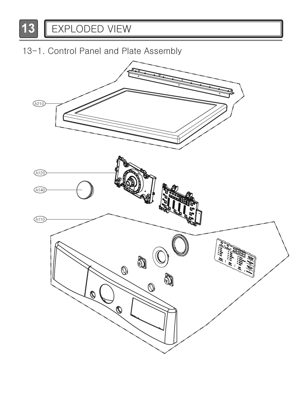 Control Panel And Plate Assembly Diagram and Parts List for DLG3471W ABWEEUS LG Dryer