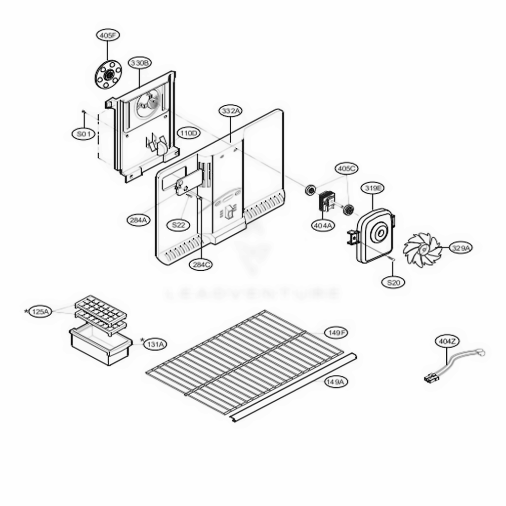 Freezer Parts Diagram and Parts List for 79379 AWB1SER LG Refrigerator