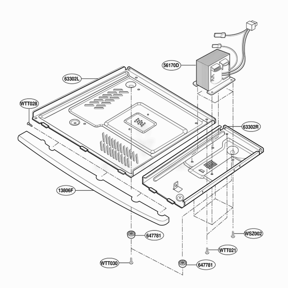 Base Plate Parts Diagram and Parts List for MS133SE MWEGSC LG Range
