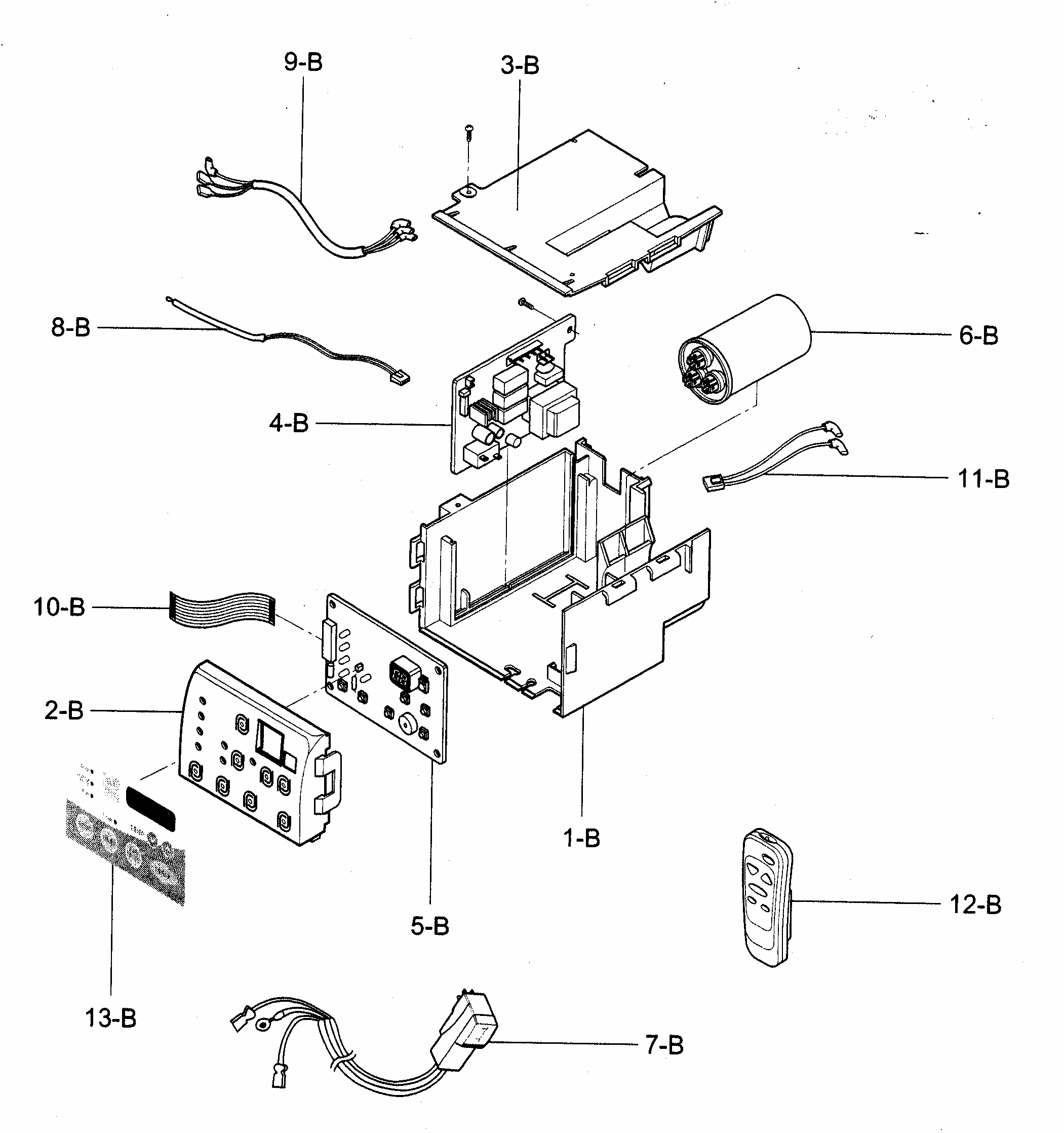Control Box Assy Diagram and Parts List for 58075151500  Kenmore Air Conditioner
