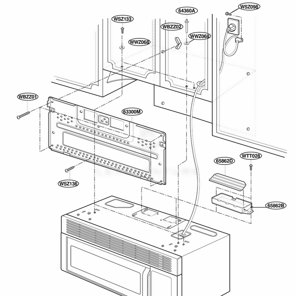 Installation Parts Diagram and Parts List for MH7130XEB3 B3EWRP LG Range