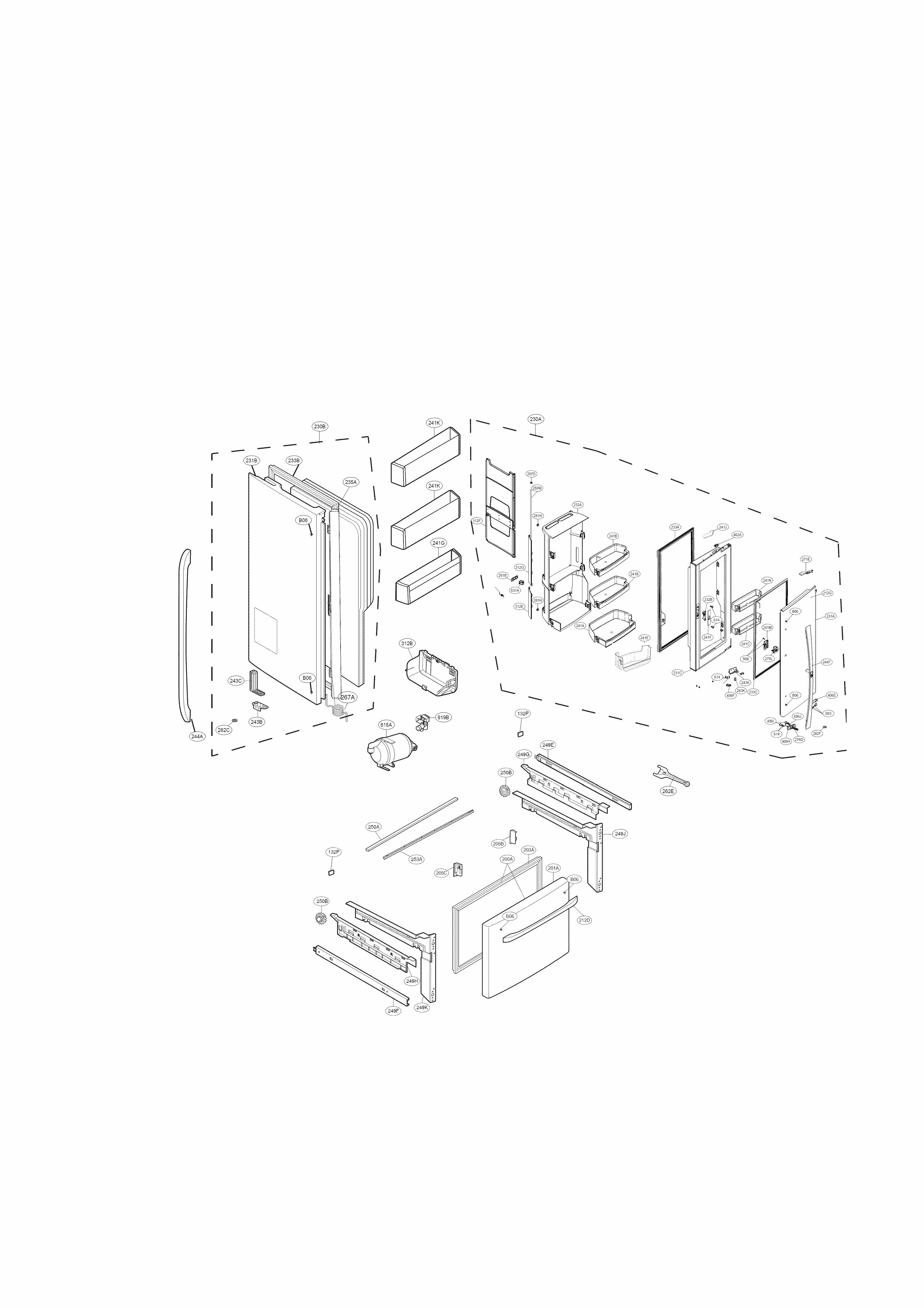 Door Parts Diagram and Parts List for 79570332410  Kenmore Refrigerator