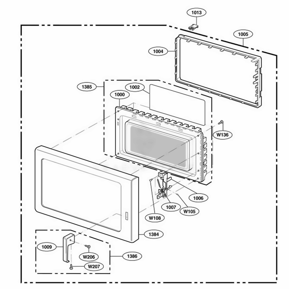 Door Parts Diagram and Parts List for RFS518S ASTQAMA LG Range