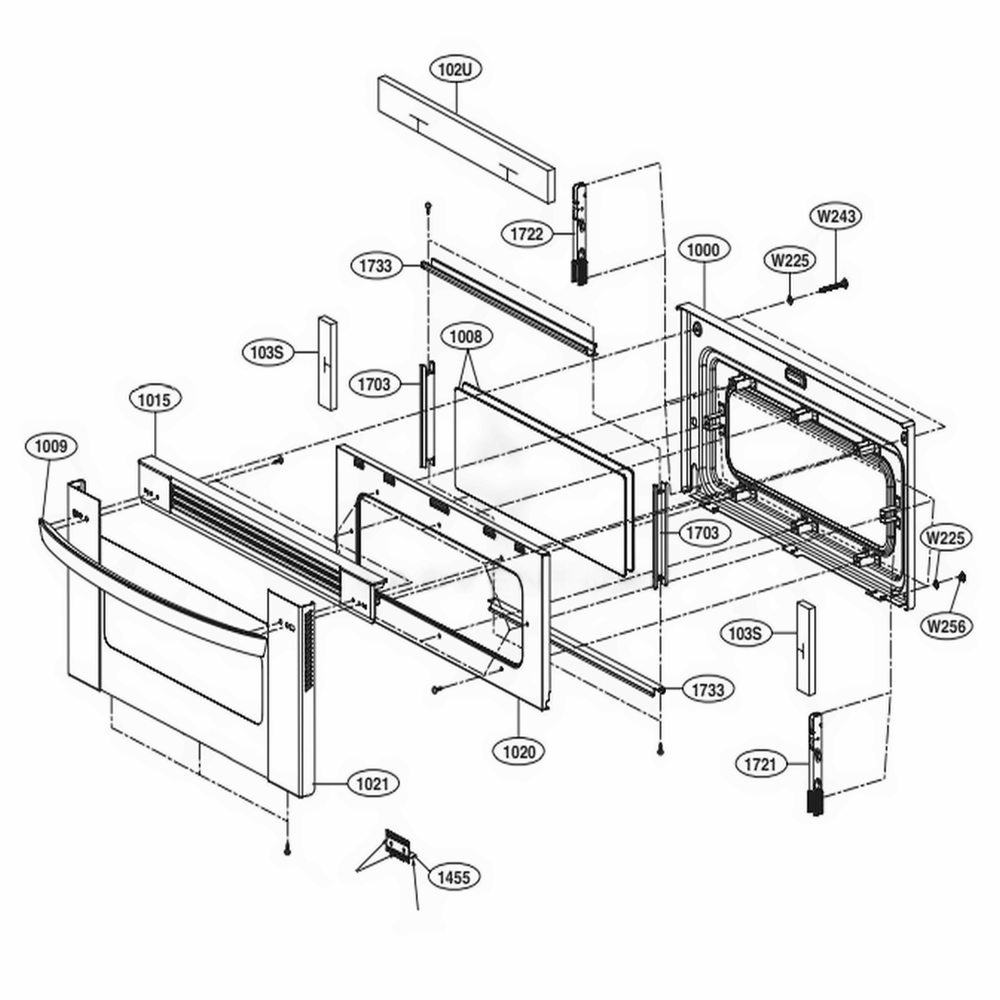 Upper Door Parts Diagram and Parts List for LDE3035ST FSTLLGA LG Range