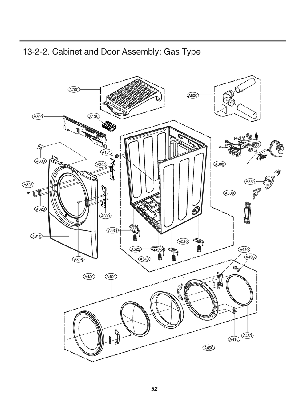 Cabinet And Door Assembly Diagram and Parts List for DLG3471W ABWEEUS LG Dryer