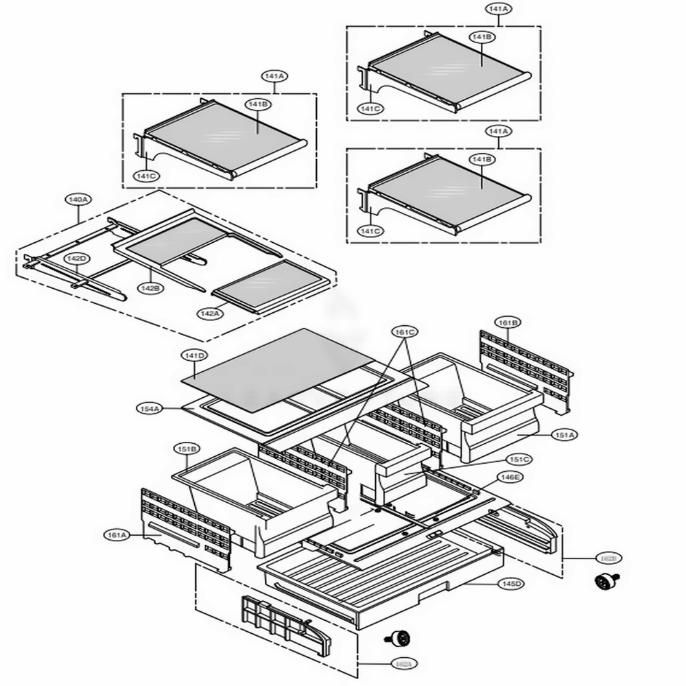 Refrigerator Parts Diagram and Parts List for LFX21976ST ASTCNA7 LG Refrigerator