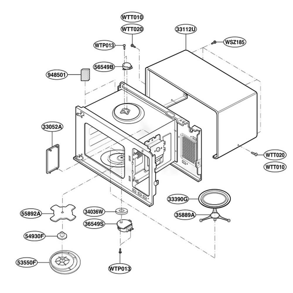 Oven Cavity Parts Diagram and Parts List for PLMB186CC ASBEGEF LG Wall Oven