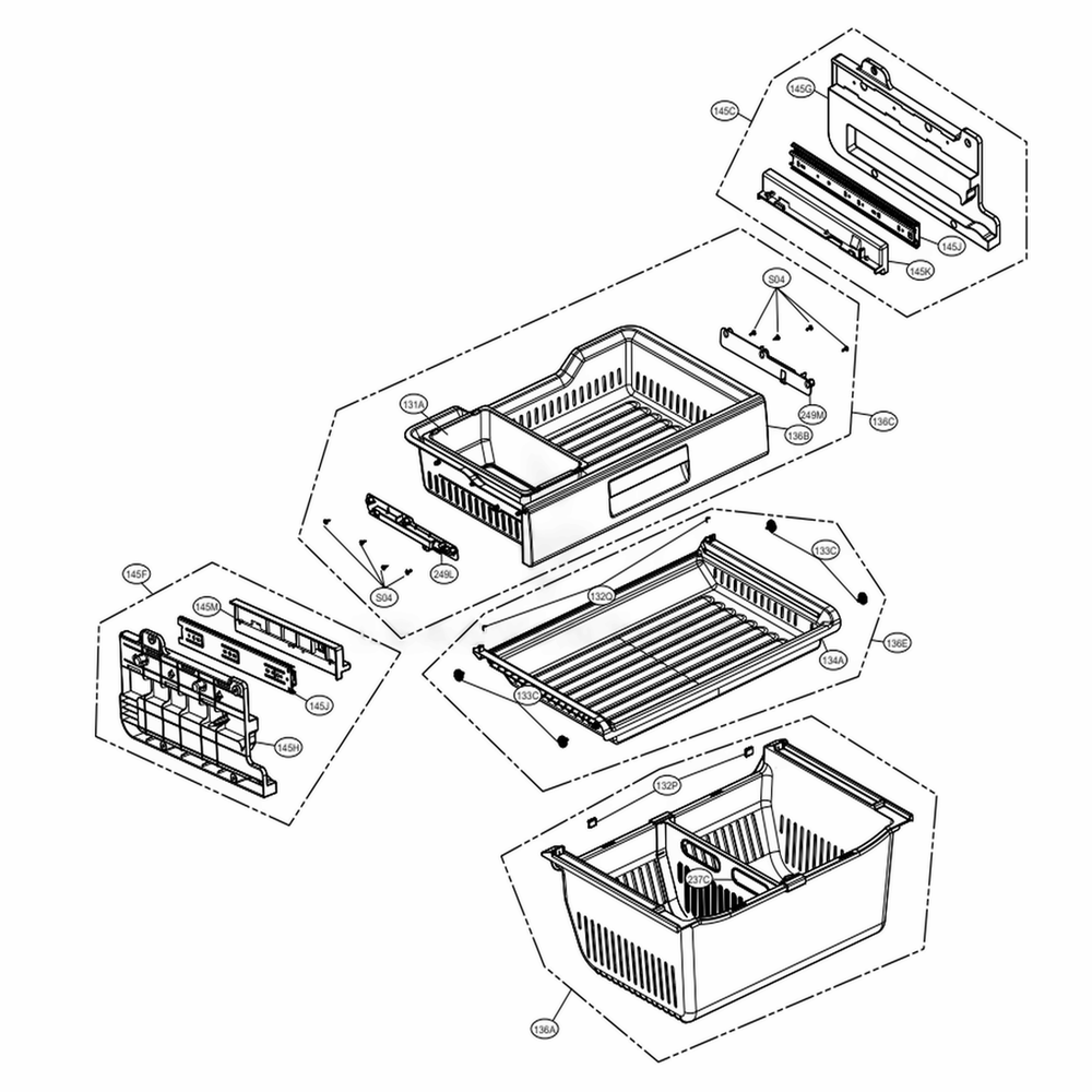 Freezer Parts Diagram and Parts List for LFXC24726S ASTCNA2 LG Refrigerator