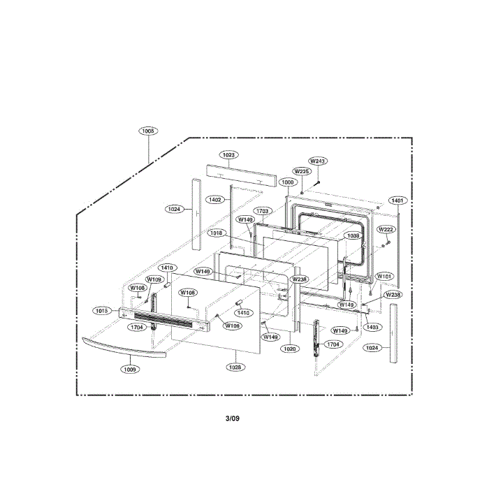 Door Diagram and Parts List for LRE30453SB 00 LG Range