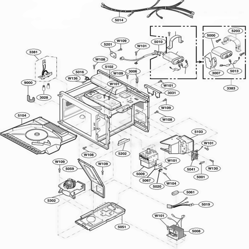 Interior Parts Diagram and Parts List for DECS11MA AGRQMTR LG Range