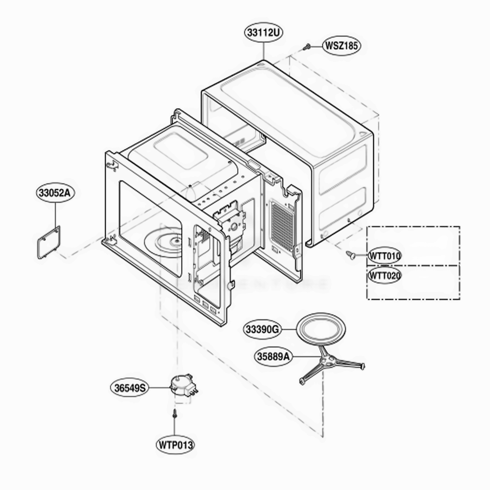 Oven Cavity Parts Diagram and Parts List for JES735WJ CWHEGEU LG Range
