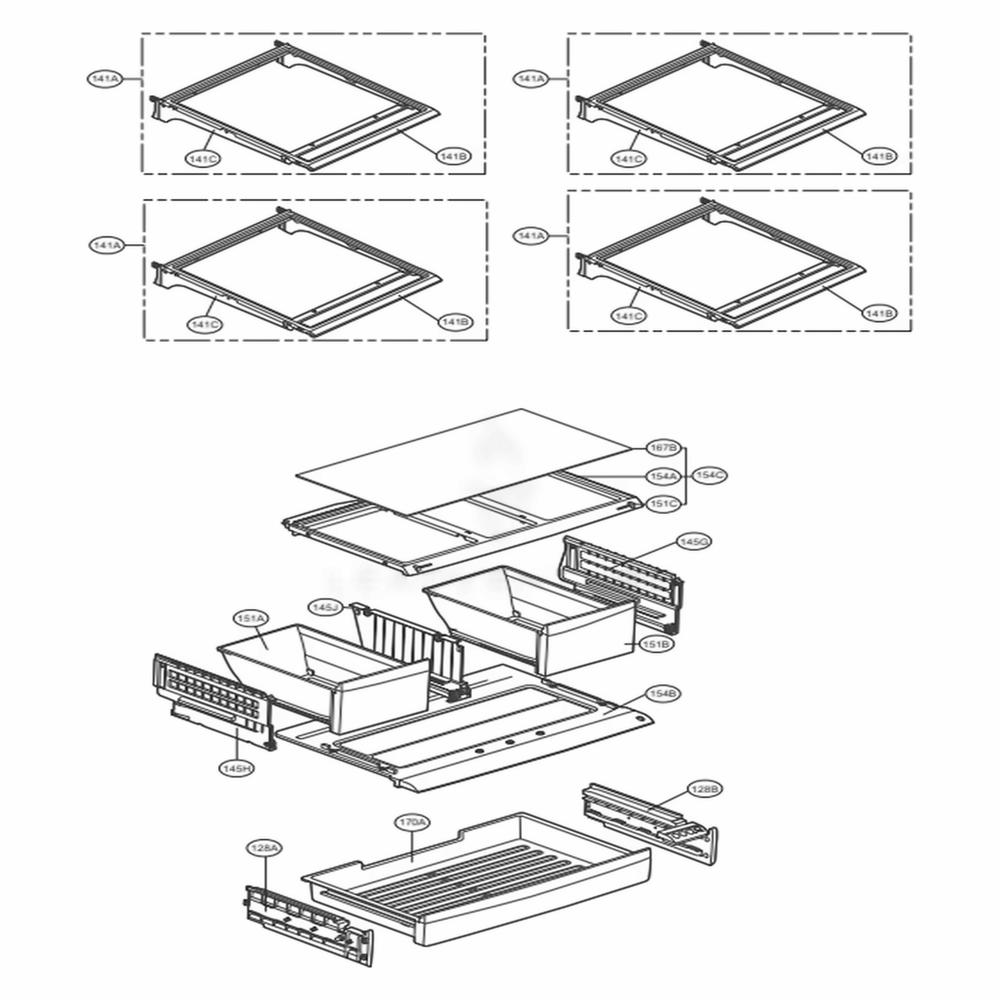 Refrigerator Parts Diagram and Parts List for 73133 ASTCSE2 LG Refrigerator