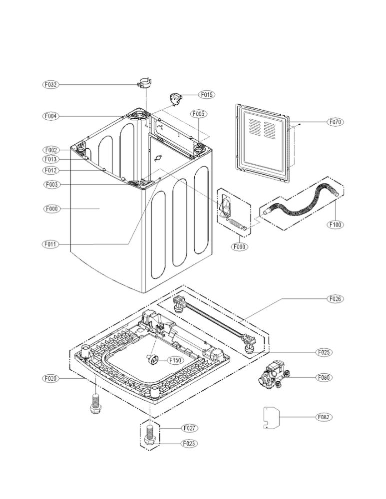 Out Case Assembly Parts Diagram and Parts List for WT5001CW 00 LG Washer