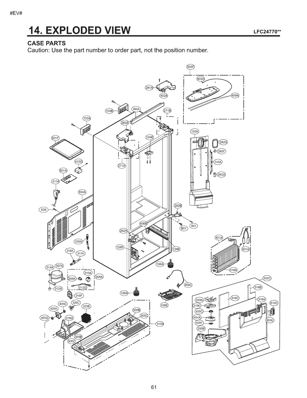 Case Parts Diagram and Parts List for GM-B243RSFM ASTCNA1 LG Refrigerator
