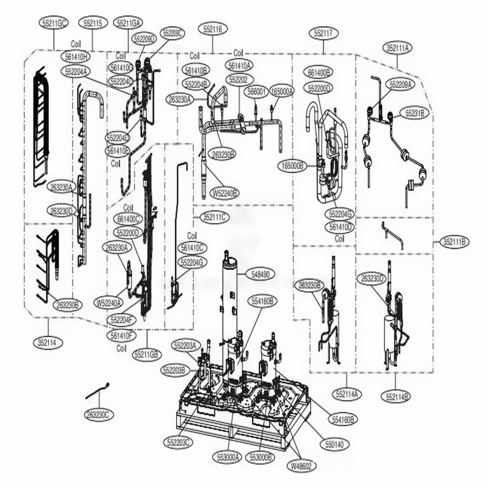 Main 3 Diagram and Parts List for ARUN144BTE4 AWGBLUS LG Air Conditioner