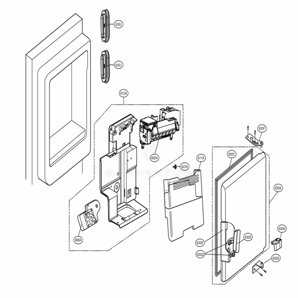 Ice Maker And Ice Bin Parts Diagram and Parts List for LMXS30776S ASTCNA5 LG Refrigerator