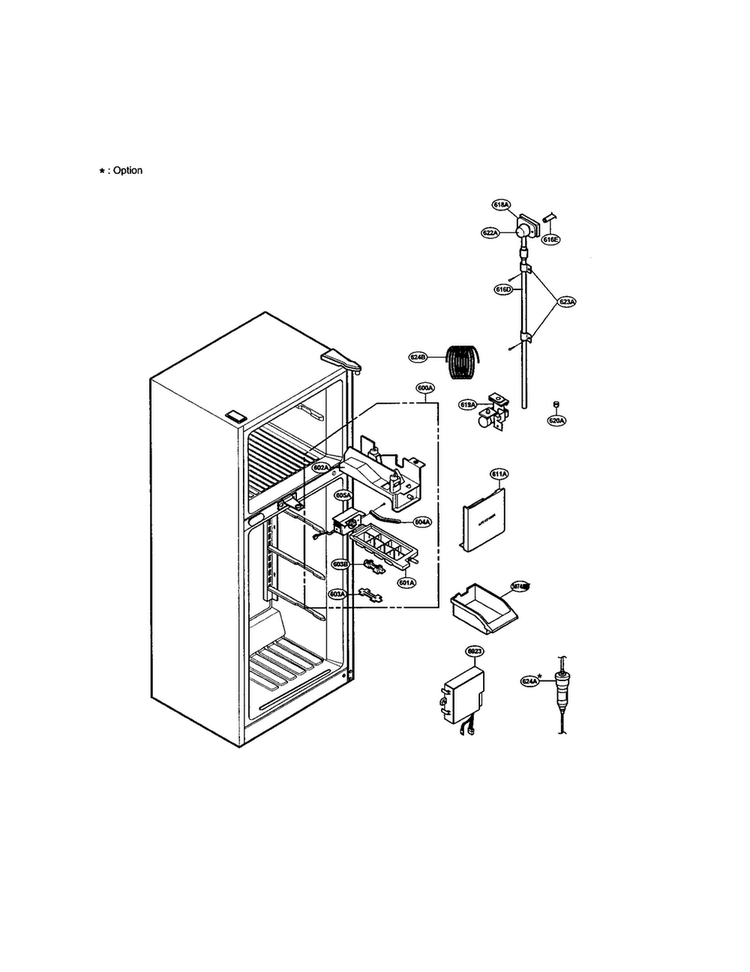 Ice Maker Diagram and Parts List for LRTBC2025W  LG Refrigerator