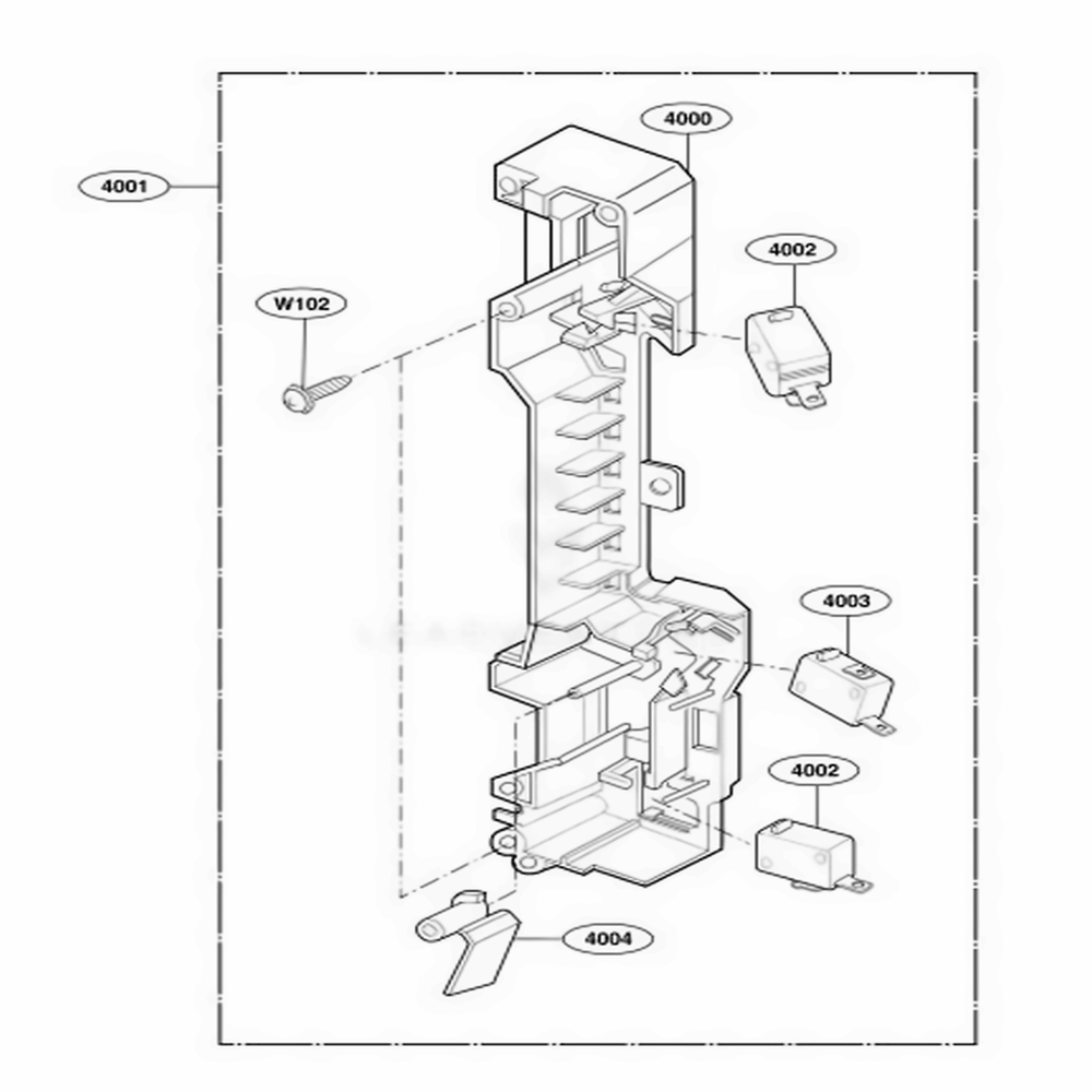 Latch Board Parts Diagram and Parts List for 85029 CBKESEA LG Range