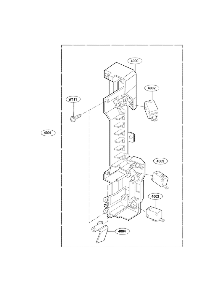 Latch Board Parts Diagram and Parts List for MV1604SBQ01  LG Microwave