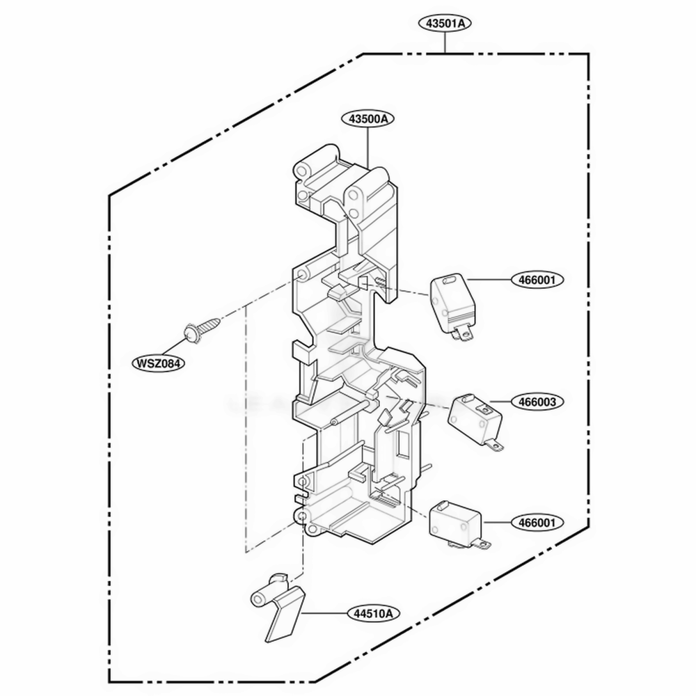 Latch Board Parts Diagram and Parts List for MH6150XHQ2 AW2EWRP LG Range