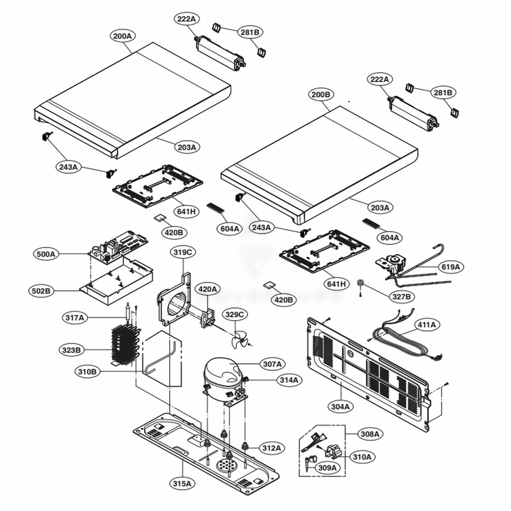 Main Parts 1 Diagram and Parts List for GKIM08121V ALWCNA0 LG Refrigerator