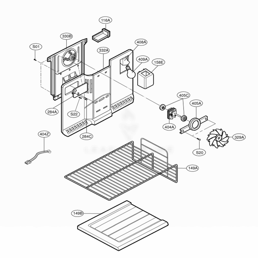 Freezer Parts Diagram and Parts List for 73254 ABICSEA LG Refrigerator