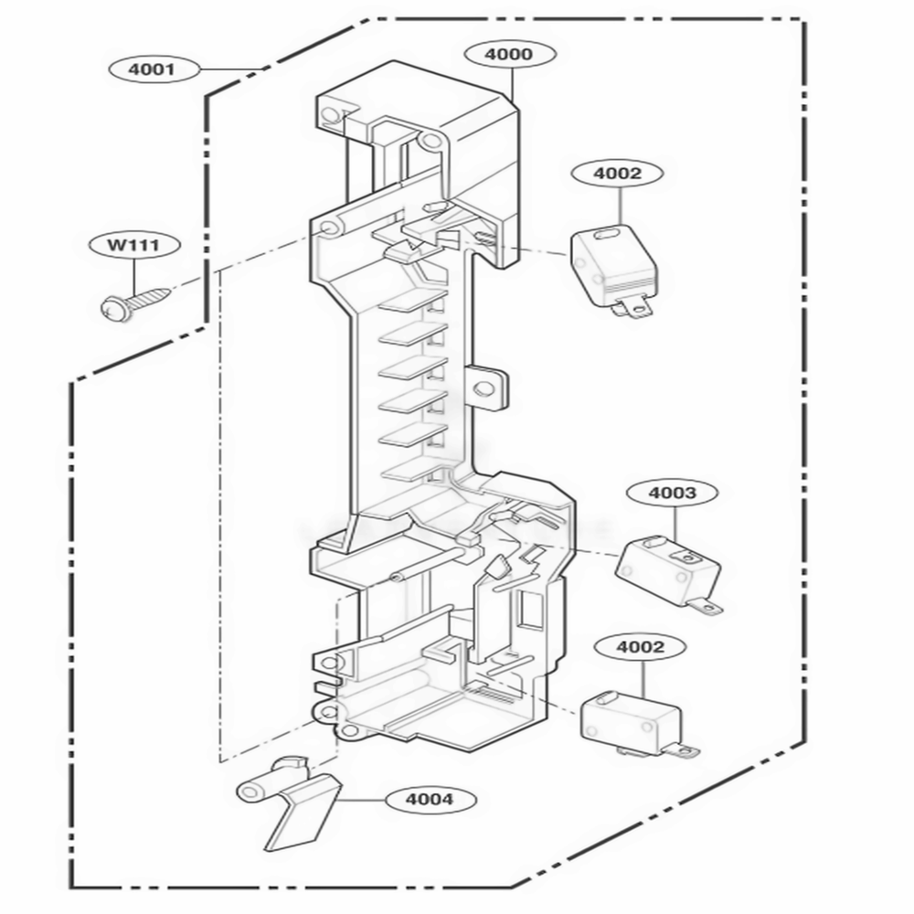 Latch Board Parts Diagram and Parts List for LMV1915NVBS ABSELGA LG Range