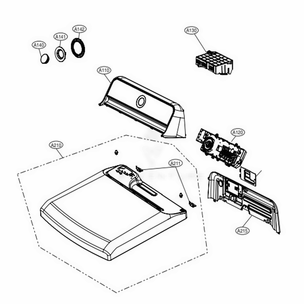 Control Panel And Plate Assembly Diagram and Parts List for DLG7101W ABWEEUS LG Dryer