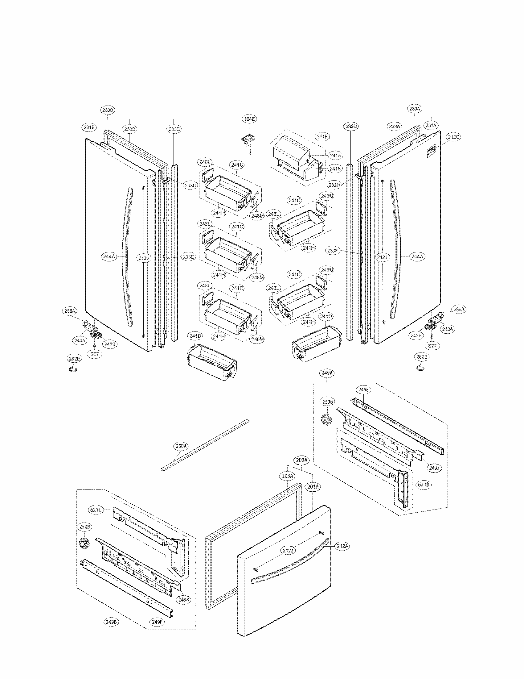 Door Parts Diagram and Parts List for 79571304012  Kenmore Refrigerator