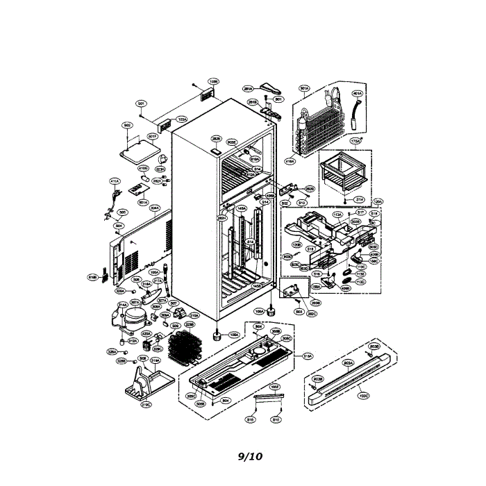 Case Diagram and Parts List for LRTN22320WW  LG Refrigerator