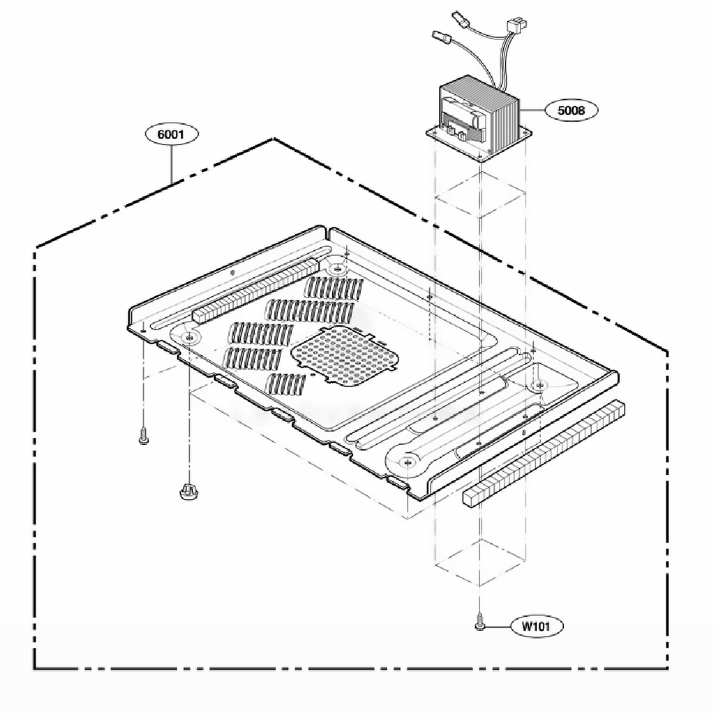 Base Plate Parts Diagram and Parts List for JE1590WH AWHEGEU LG Range