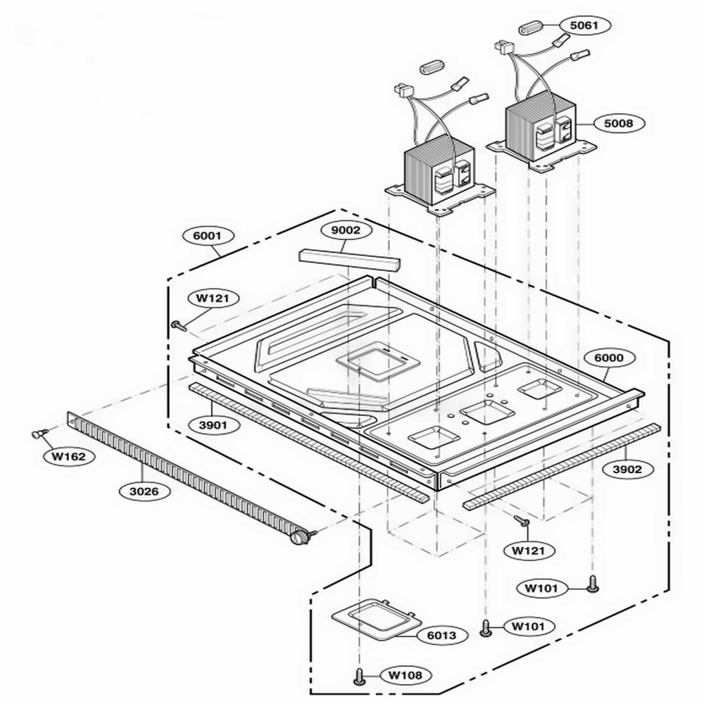 Base Plate Parts Diagram and Parts List for RFS518G ASTQAMA LG Range