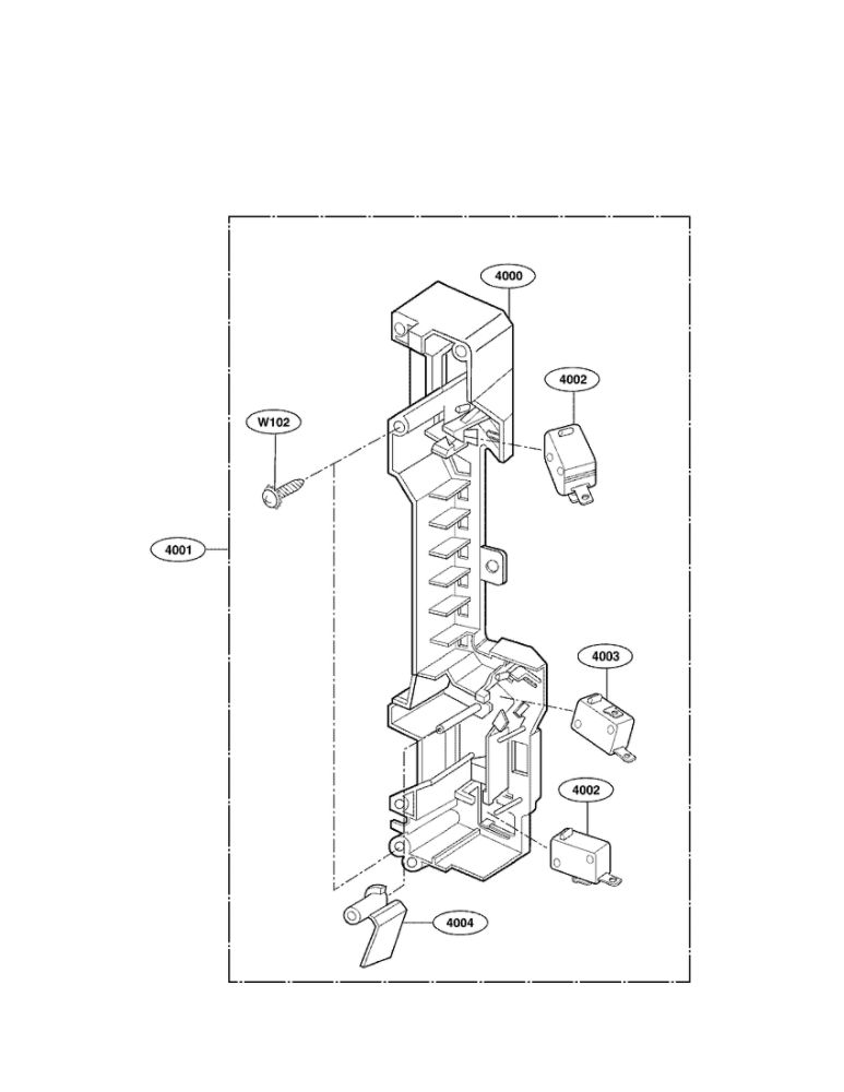 Latch Board Parts Diagram and Parts List for LMV1683SB 00 LG Microwave