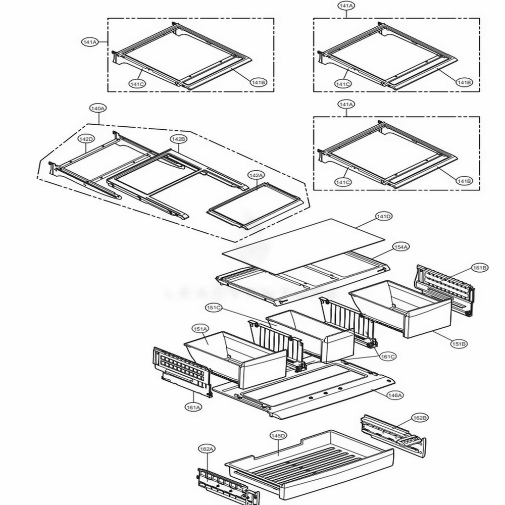 Refrigerator Parts Diagram and Parts List for LFX28978ST ASTCNA4 LG Refrigerator
