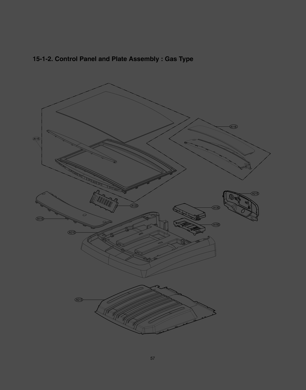 Control Panel And Plate Assembly Diagram and Parts List for RN13U4AS8W ABWEEUS LG Dryer