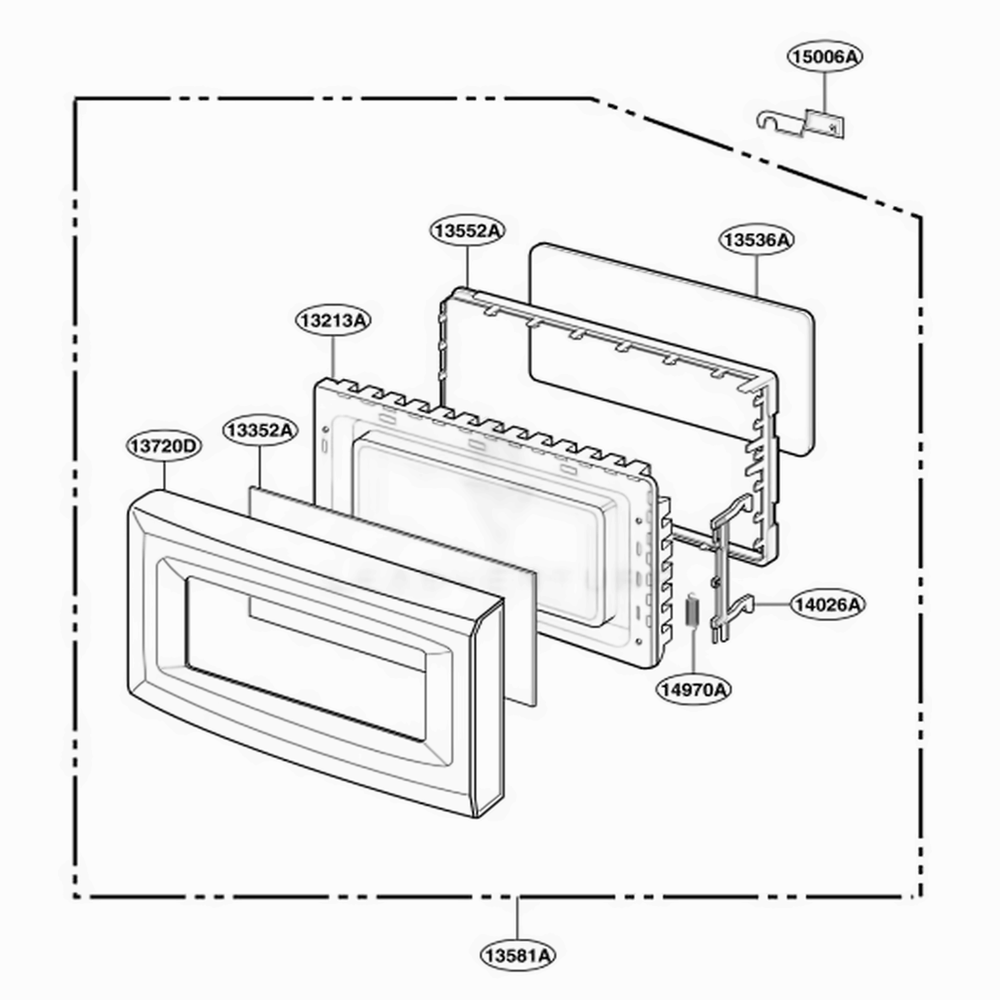 Door Parts Diagram and Parts List for JE1440BF002 CBKEGEU LG Range