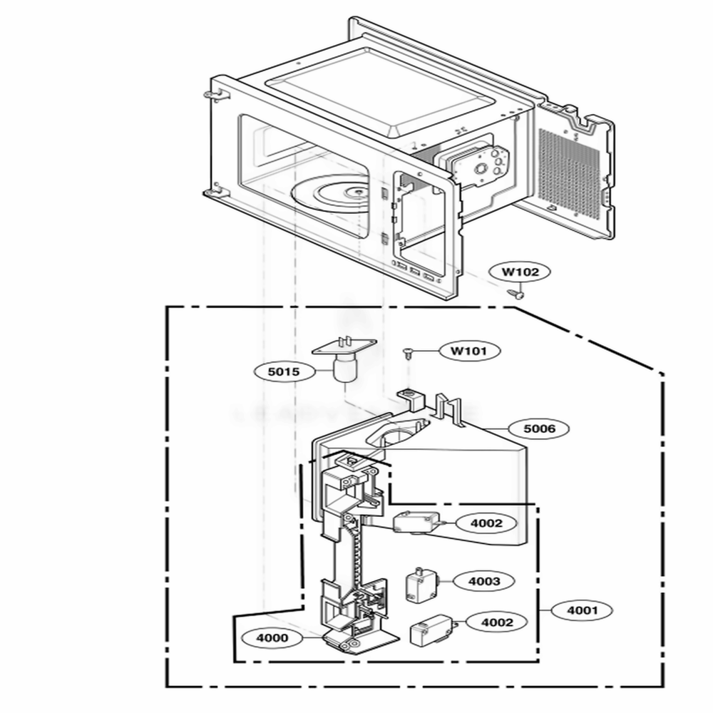 Latch Board Parts Diagram and Parts List for HMB405 ASBEBSU LG Wall Oven