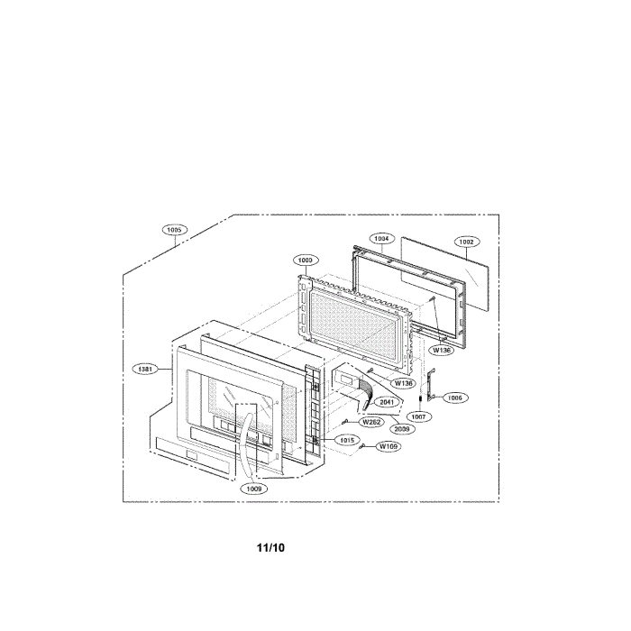 Door Assembly Diagram and Parts List for LMHM2017ST 00 LG Microwave