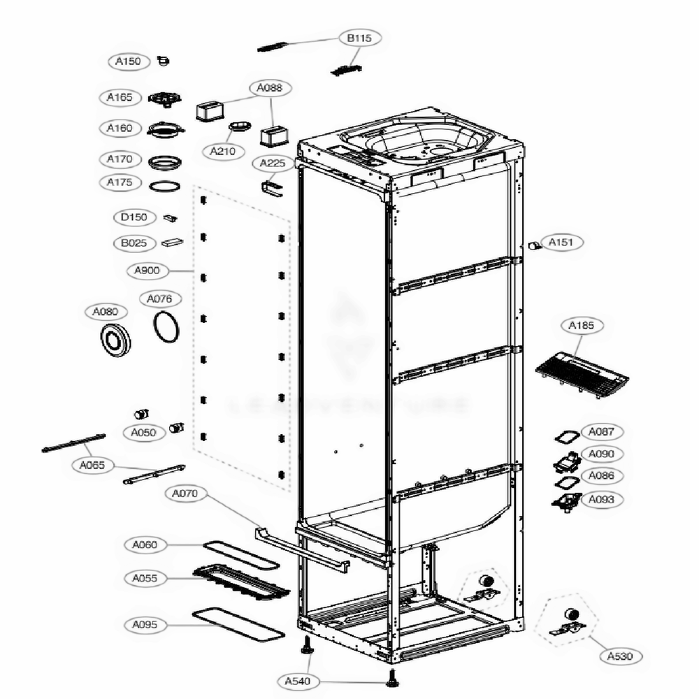 Main 1 Diagram and Parts List for S3BERB ALBEEUS LG Steamer
