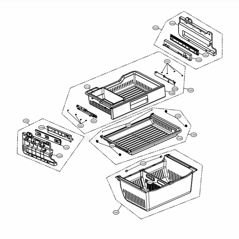 Freezer Parts Diagram and Parts List for LSFD2491ST ASTCNA1 LG Refrigerator