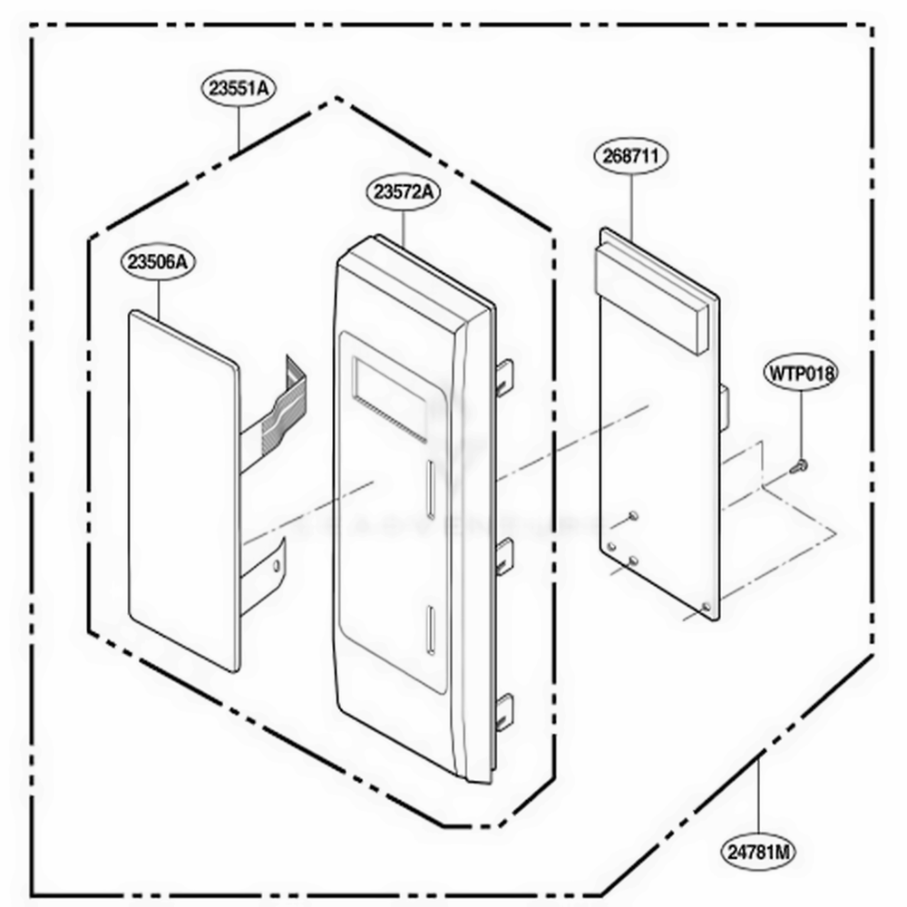 Control Parts Diagram and Parts List for JMC9158AAQ ABSEJEN LG Wall Oven
