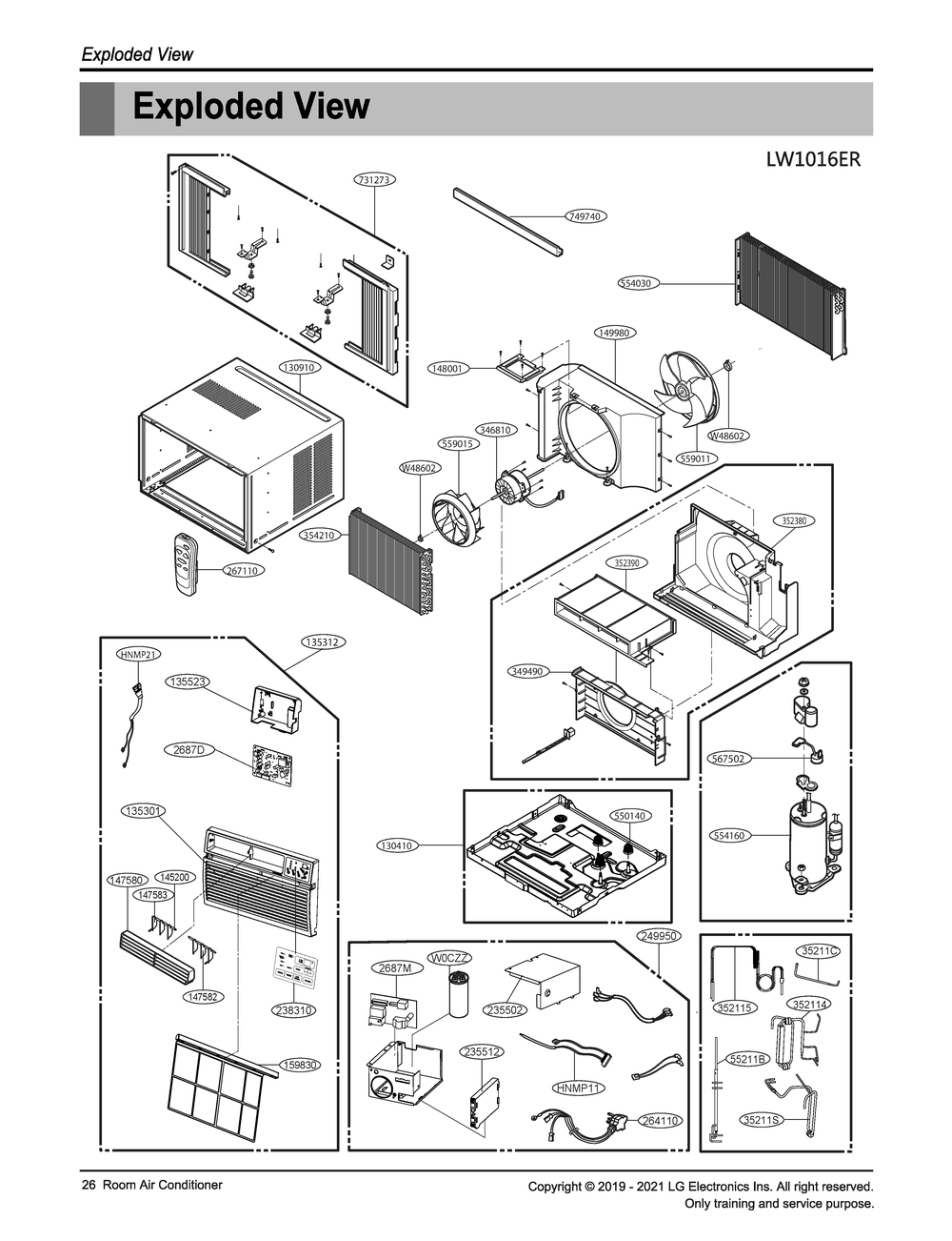 Diagram 1 Diagram and Parts List for W3NC10LNCE2 AT1AYOW LG Air Conditioner