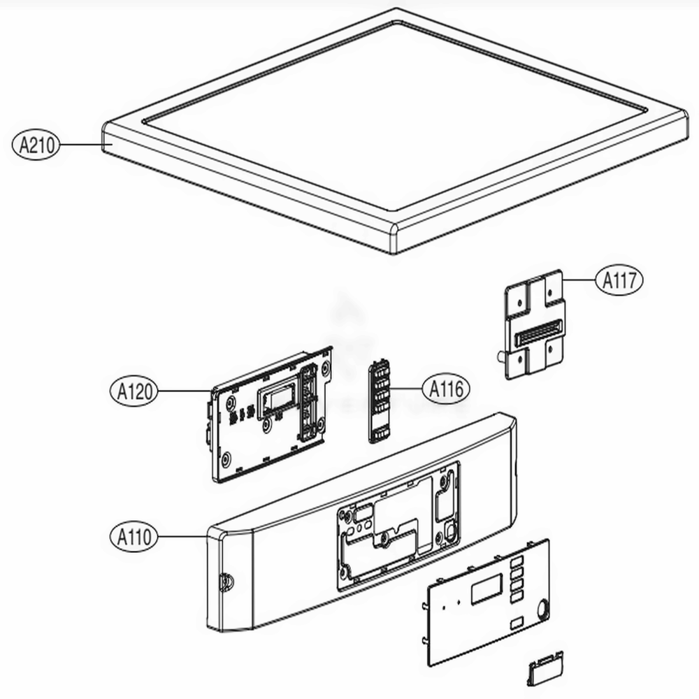 Control Panel And Plate Assembly - Card Type Diagram and Parts List for GDP1329CES ABWEELC LG Dryer