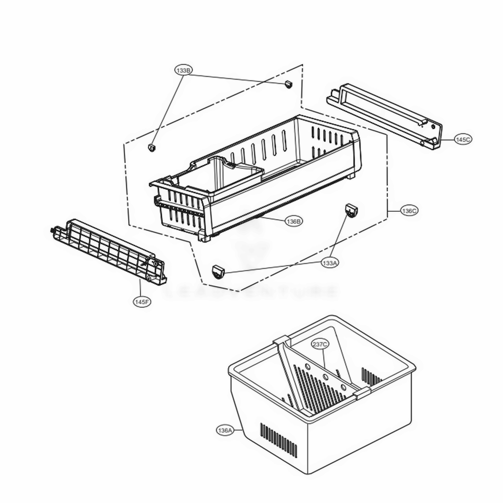 Freezer Parts Diagram and Parts List for LFX25973ST ASTCNA6 LG Refrigerator