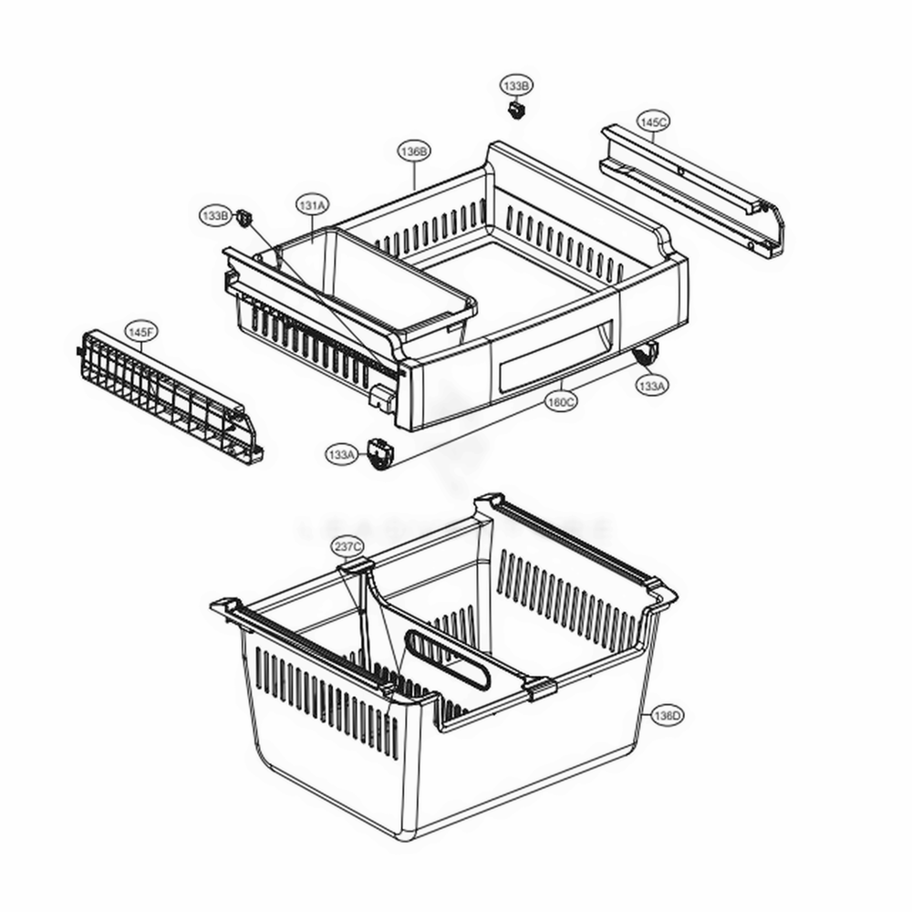Freezer Parts Diagram and Parts List for LDCS24223S ASTCNA2 LG Refrigerator