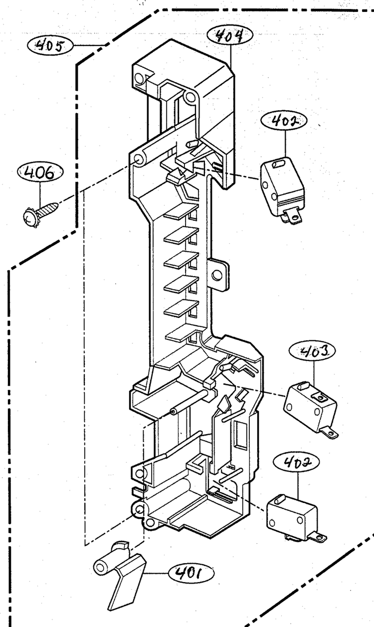 Latch Board Parts Diagram and Parts List for MV-1725W  LG Microwave